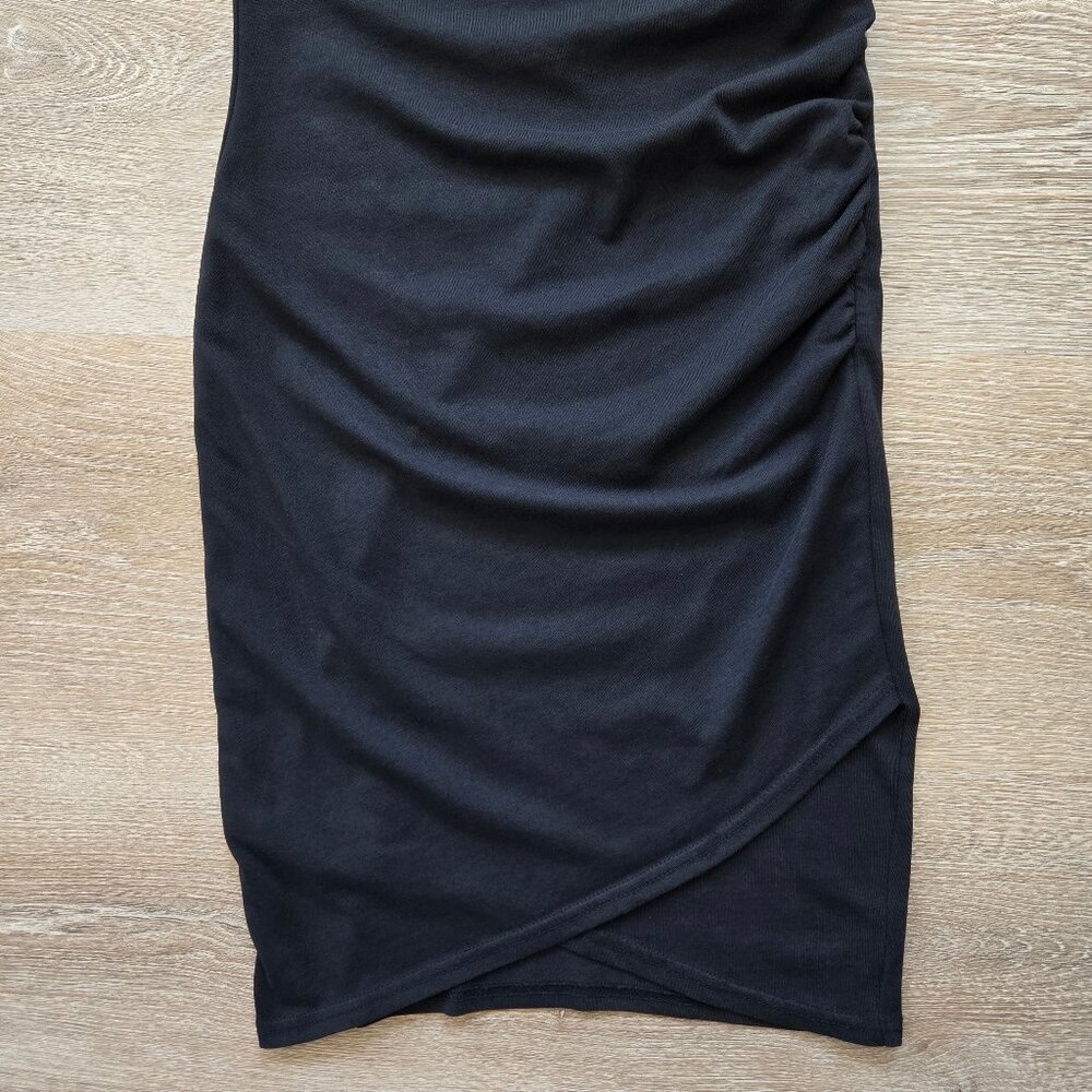 Leith Ruched Bodycon Tank Dress Black Sleeveless Tulip Hem XS Little Black Dress - Picture 6 of 16